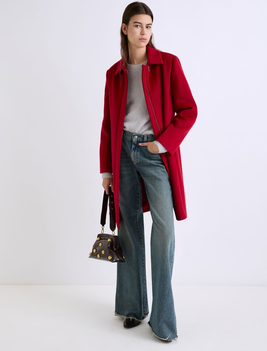 chemise-veste à col montant - rouge