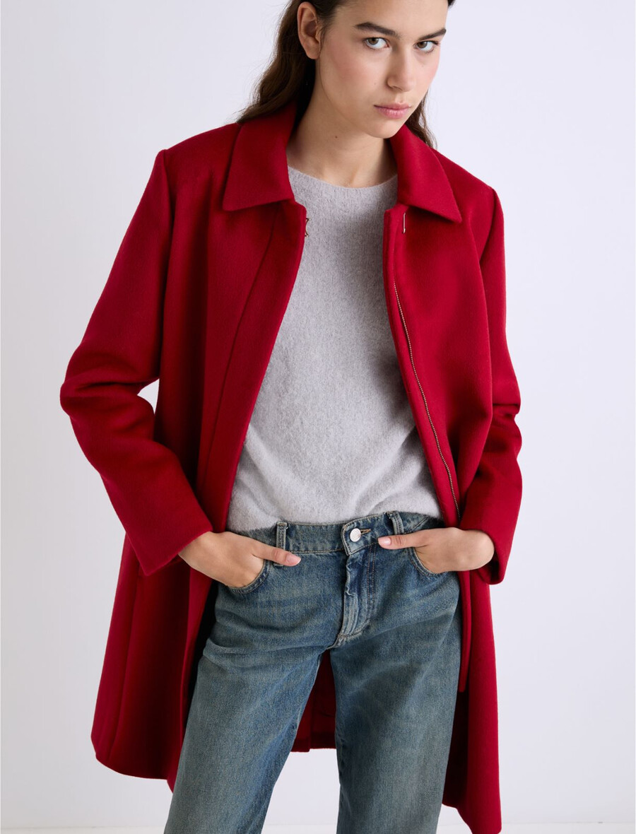 chemise-veste à col montant - rouge
