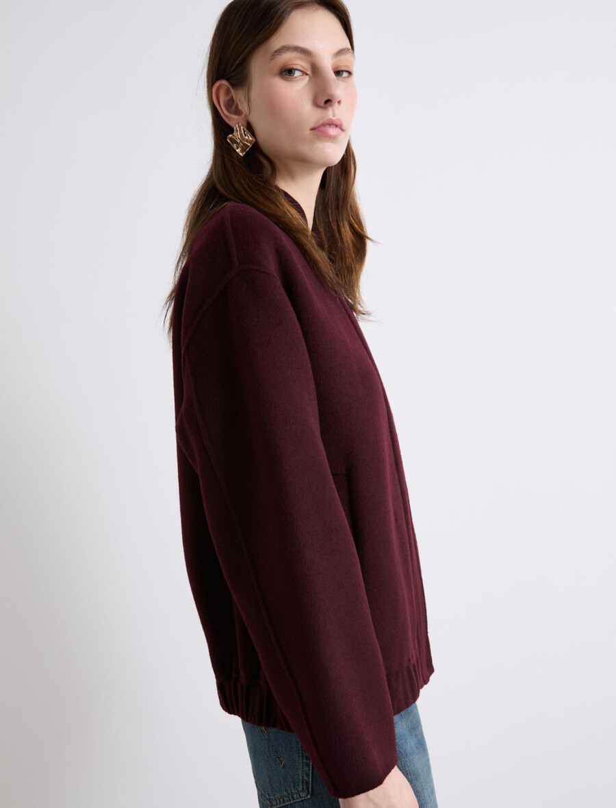 blouson aviateur en laine mélangée - bordeaux