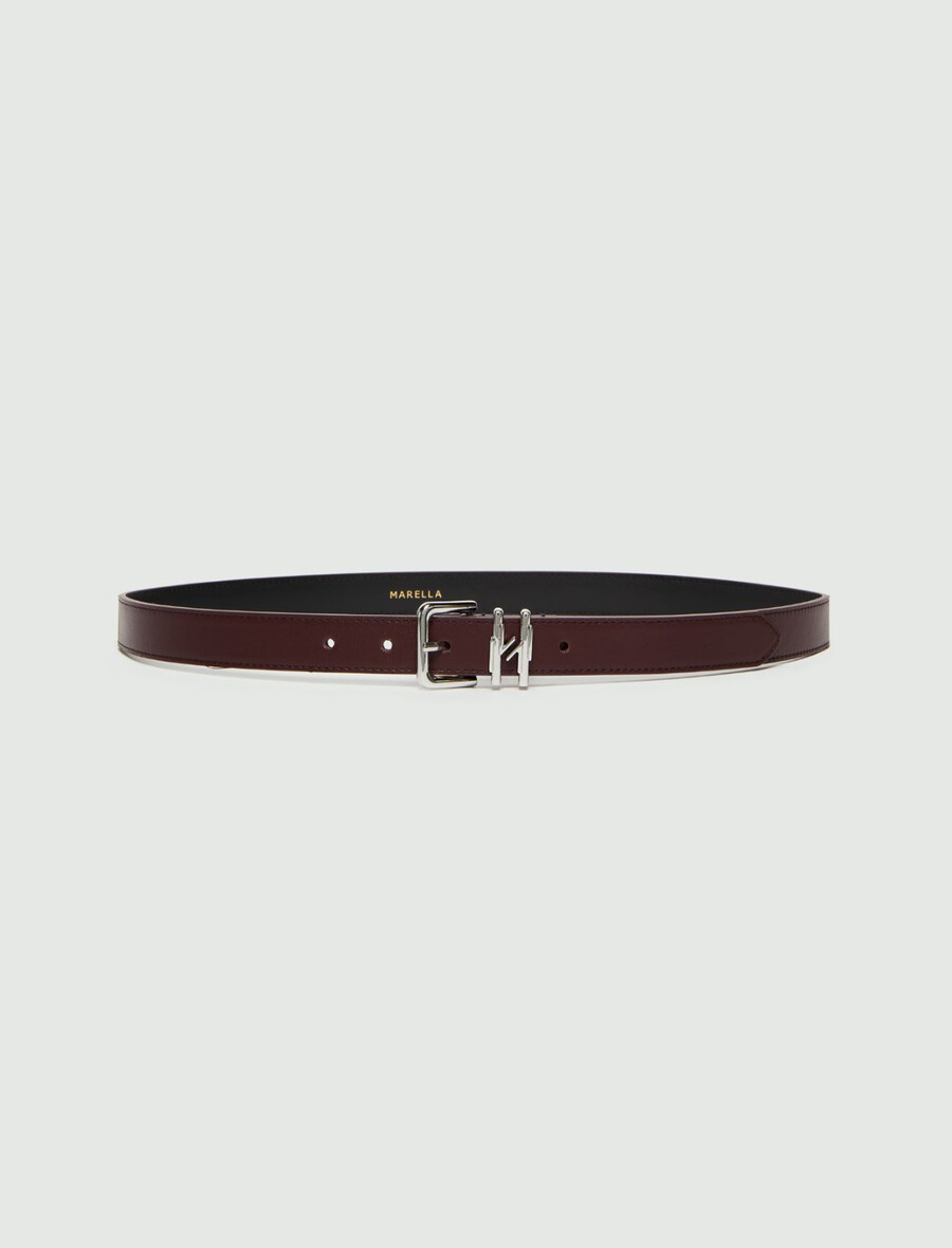 ceinture en cuir avec boucle - bordeaux