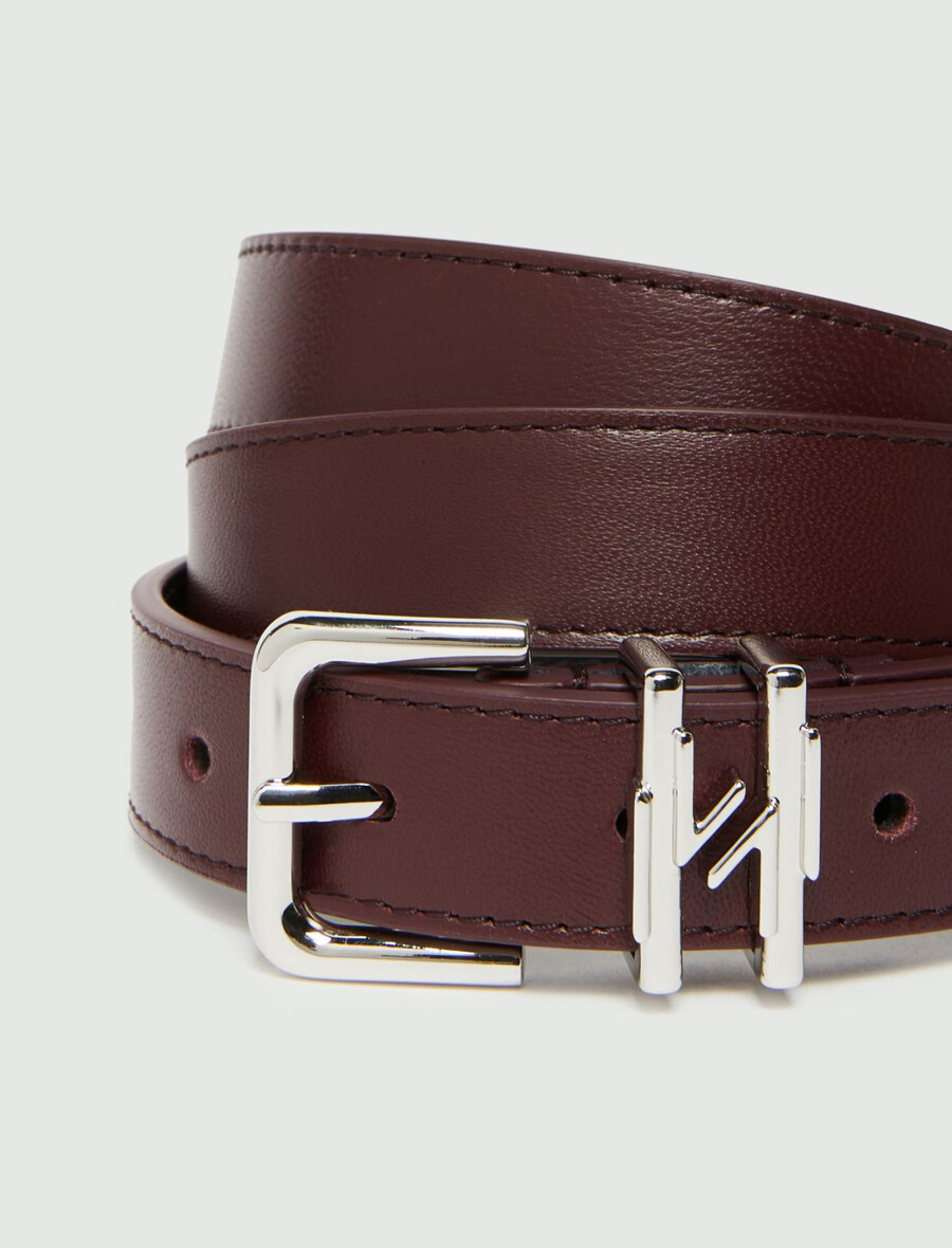 ceinture en cuir avec boucle - bordeaux