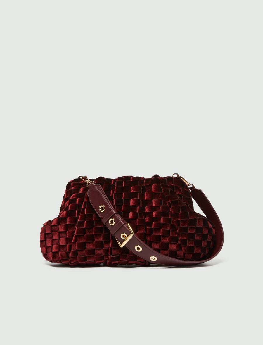 pochette souple en velours tissé - bordeaux