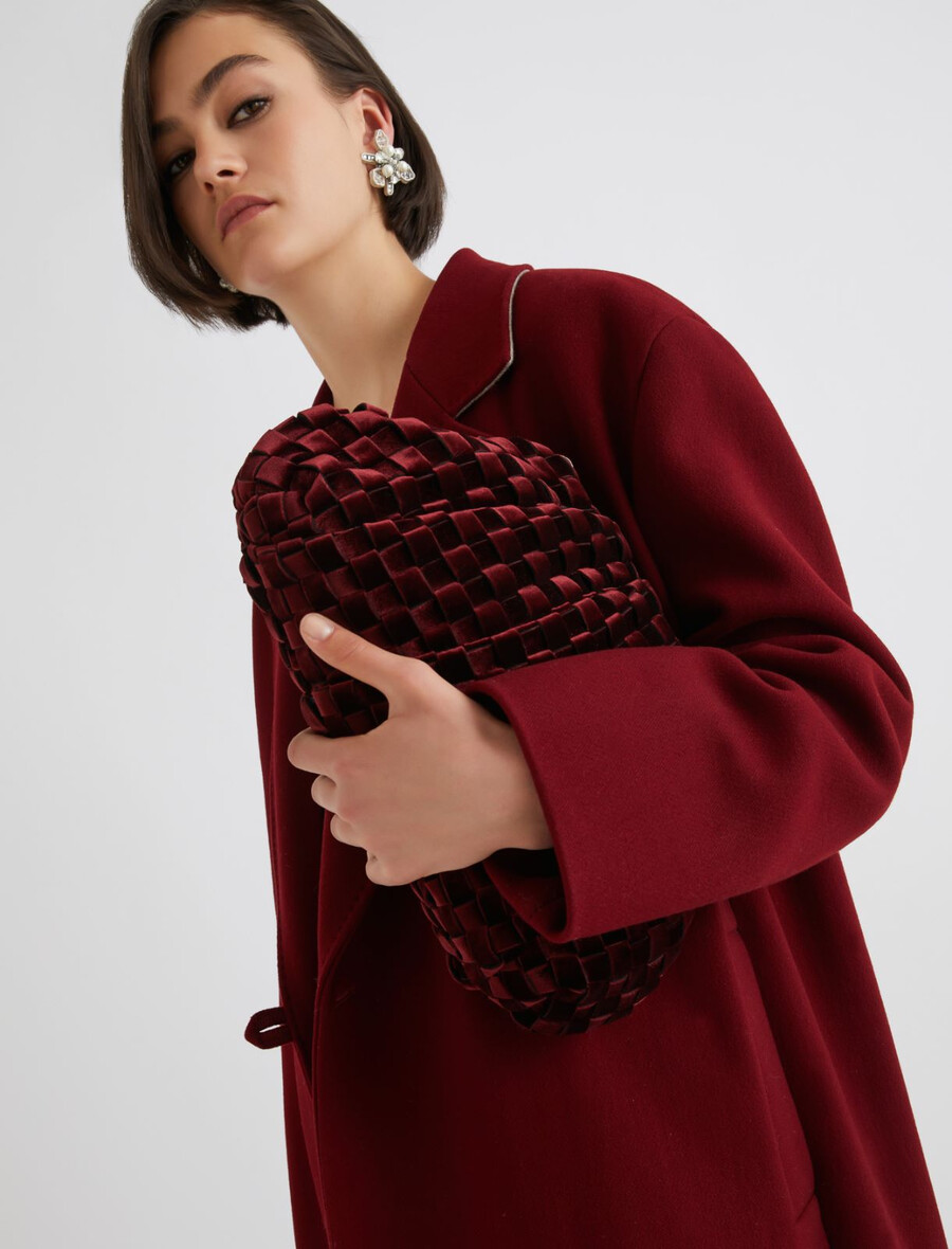 pochette souple en velours tissé - bordeaux