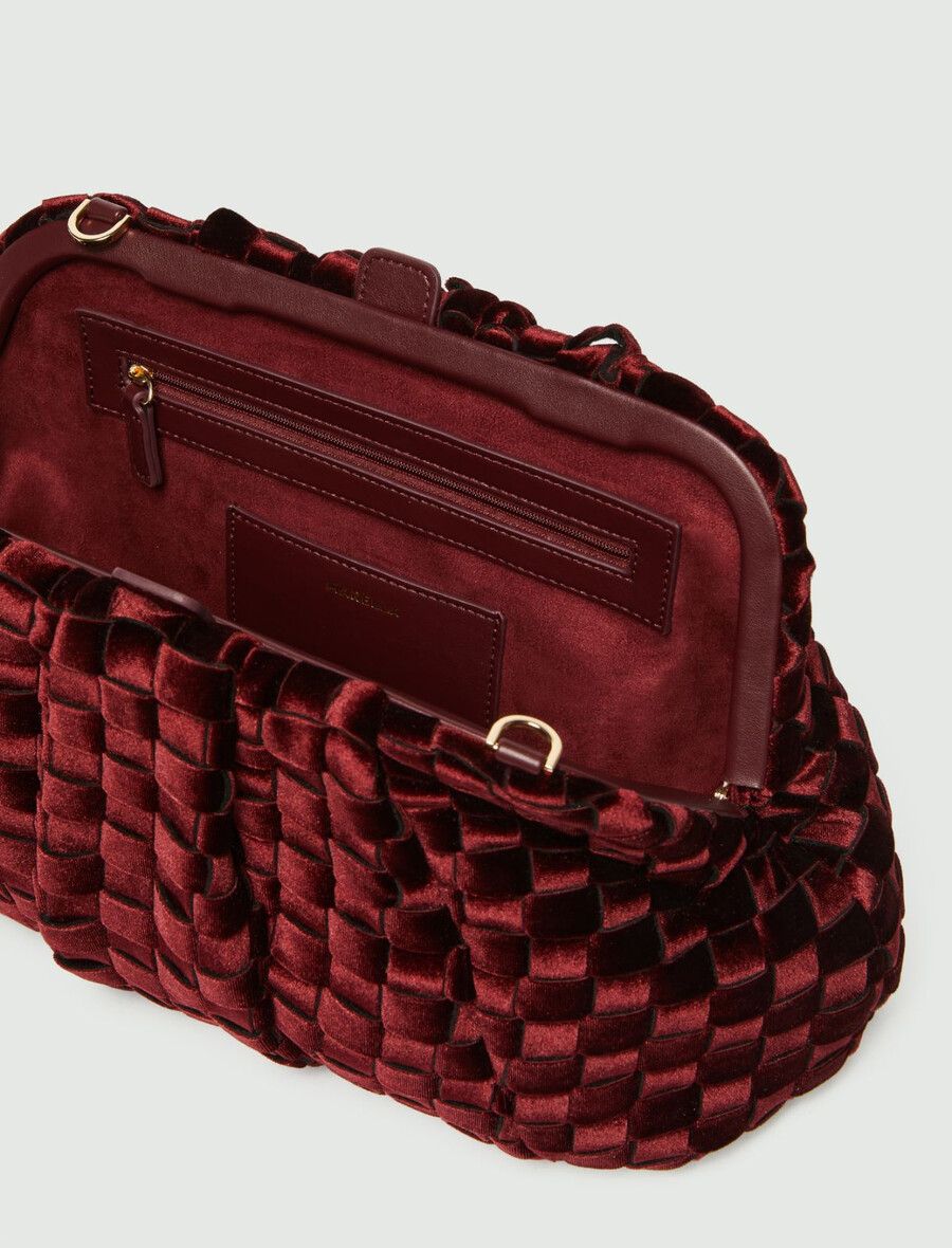 pochette souple en velours tissé - bordeaux