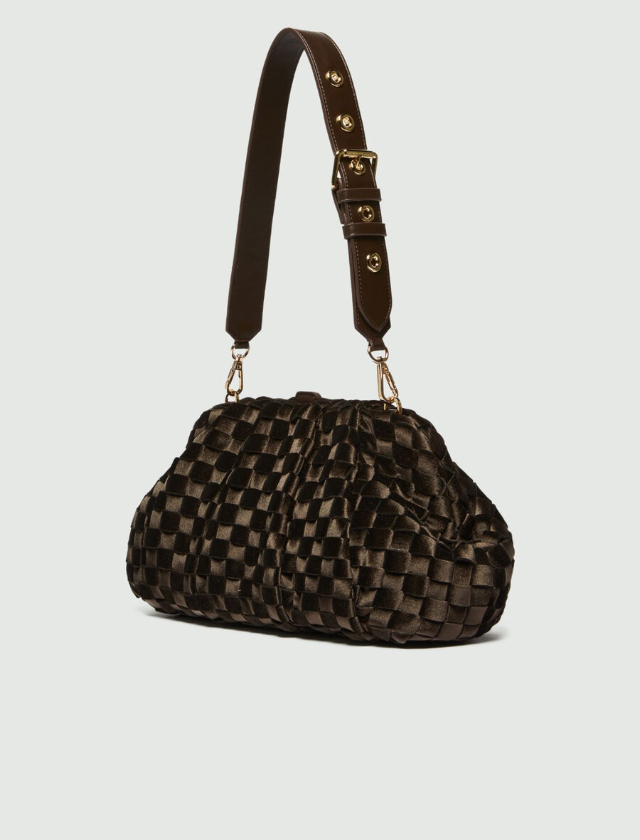 pochette souple en velours tissé - dark bown