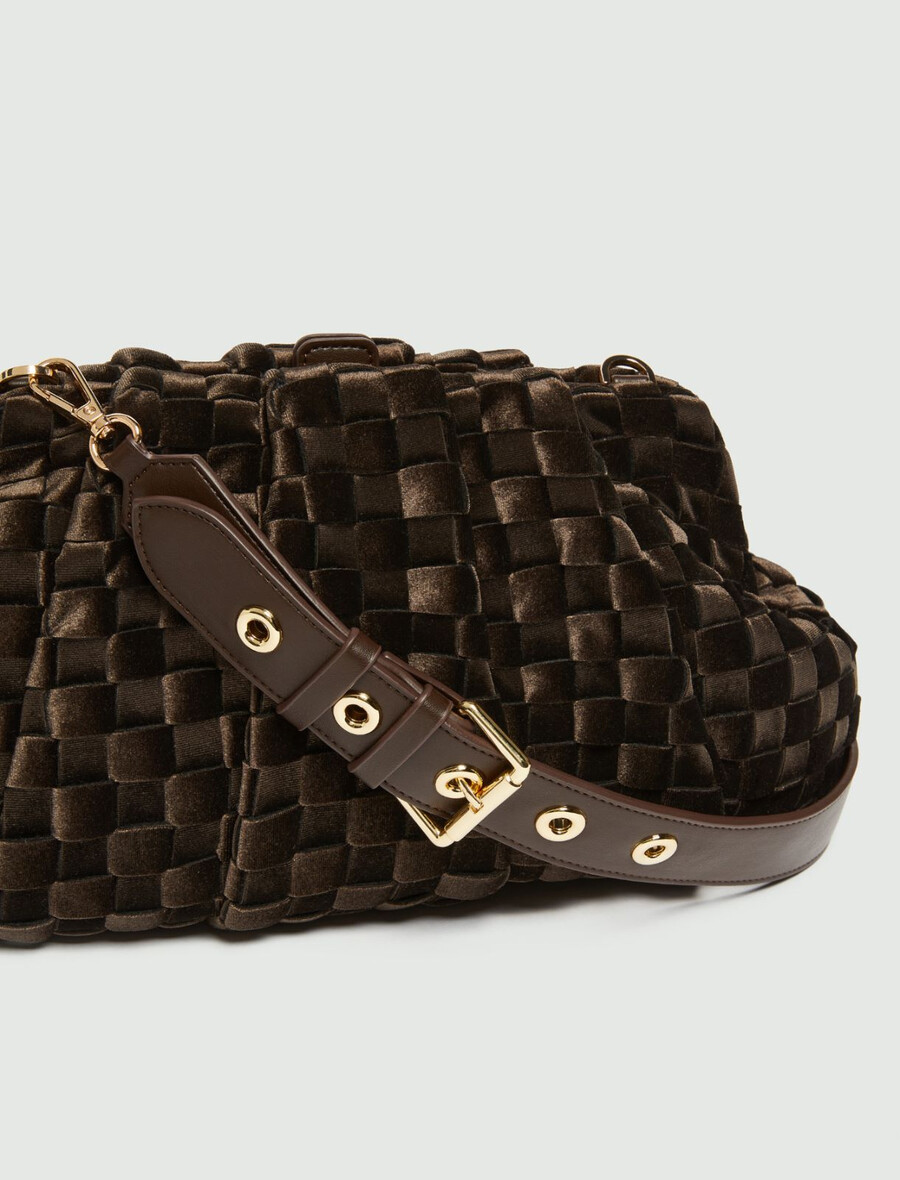 pochette souple en velours tissé - dark bown
