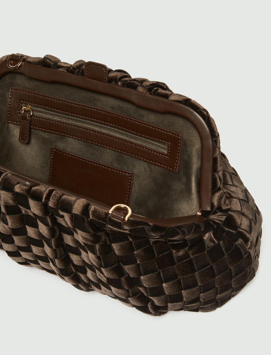 pochette souple en velours tissé - dark bown