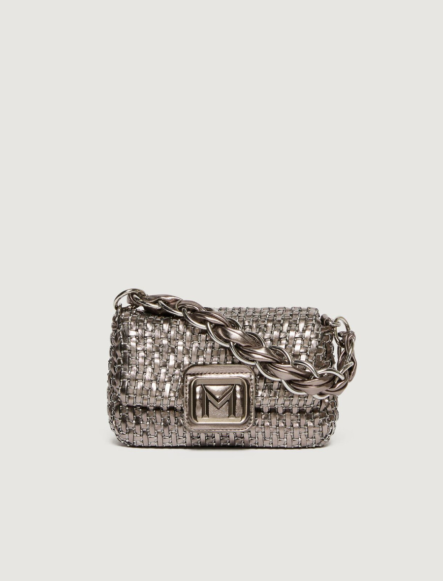 le muse petit sac tissé orné de strass - argent
