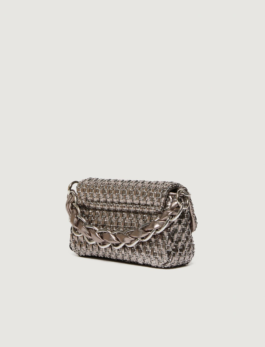 le muse petit sac tissé orné de strass - argent