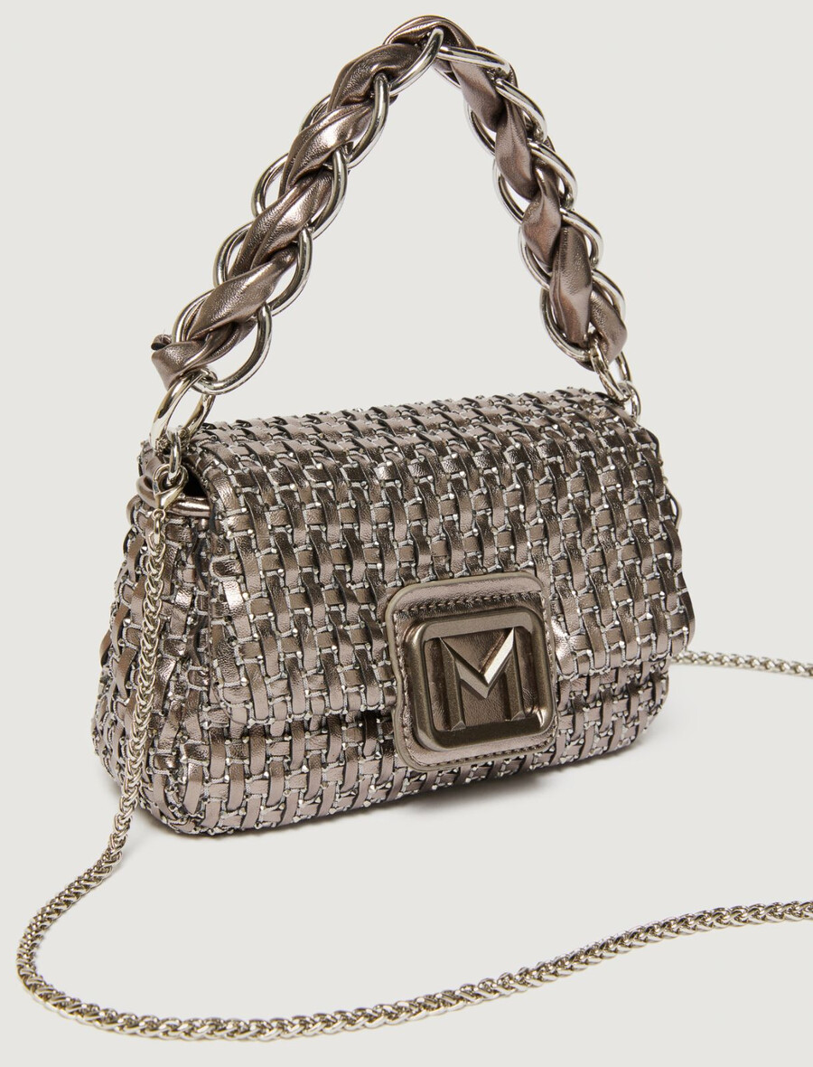 le muse petit sac tissé orné de strass - argent