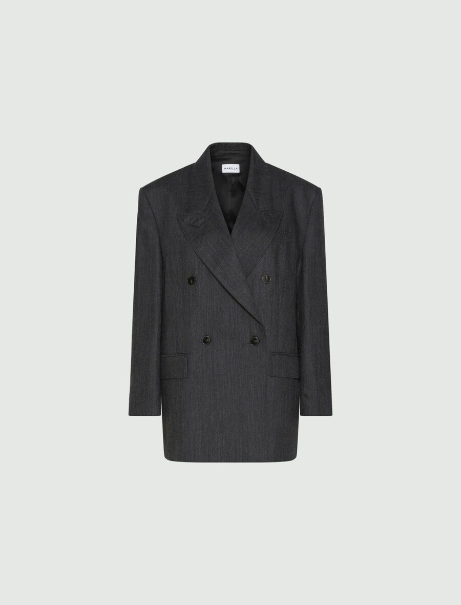 blazer croisé en laine - gris