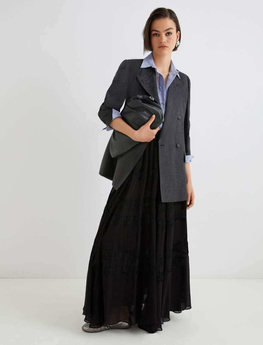 blazer croisé en laine - gris