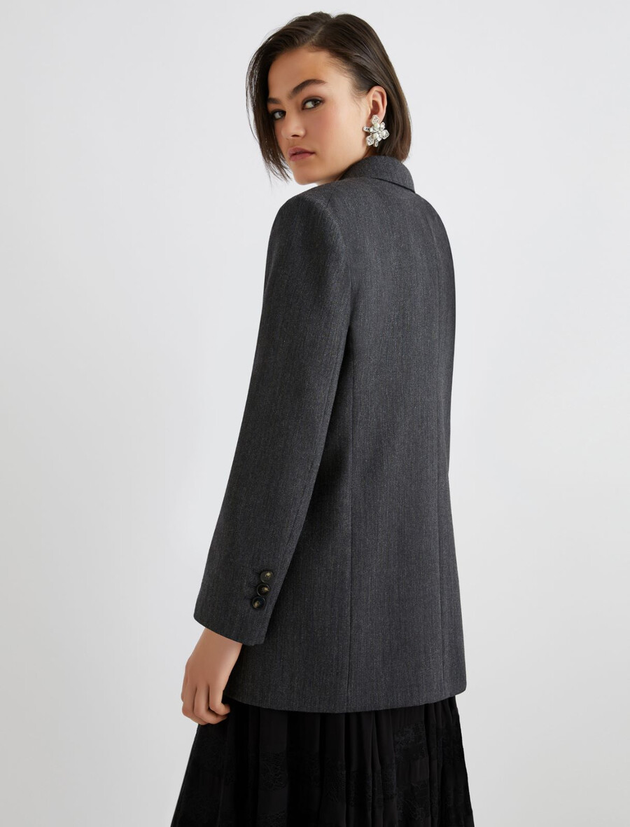 blazer croisé en laine - gris
