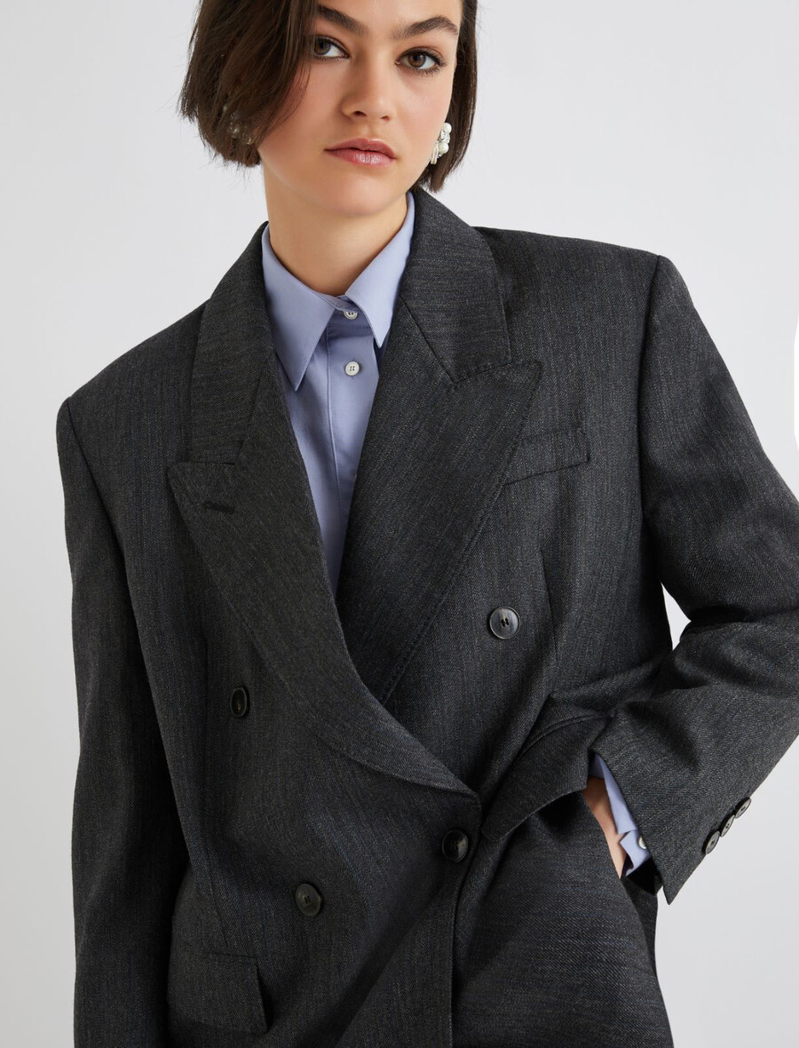 blazer croisé en laine - gris