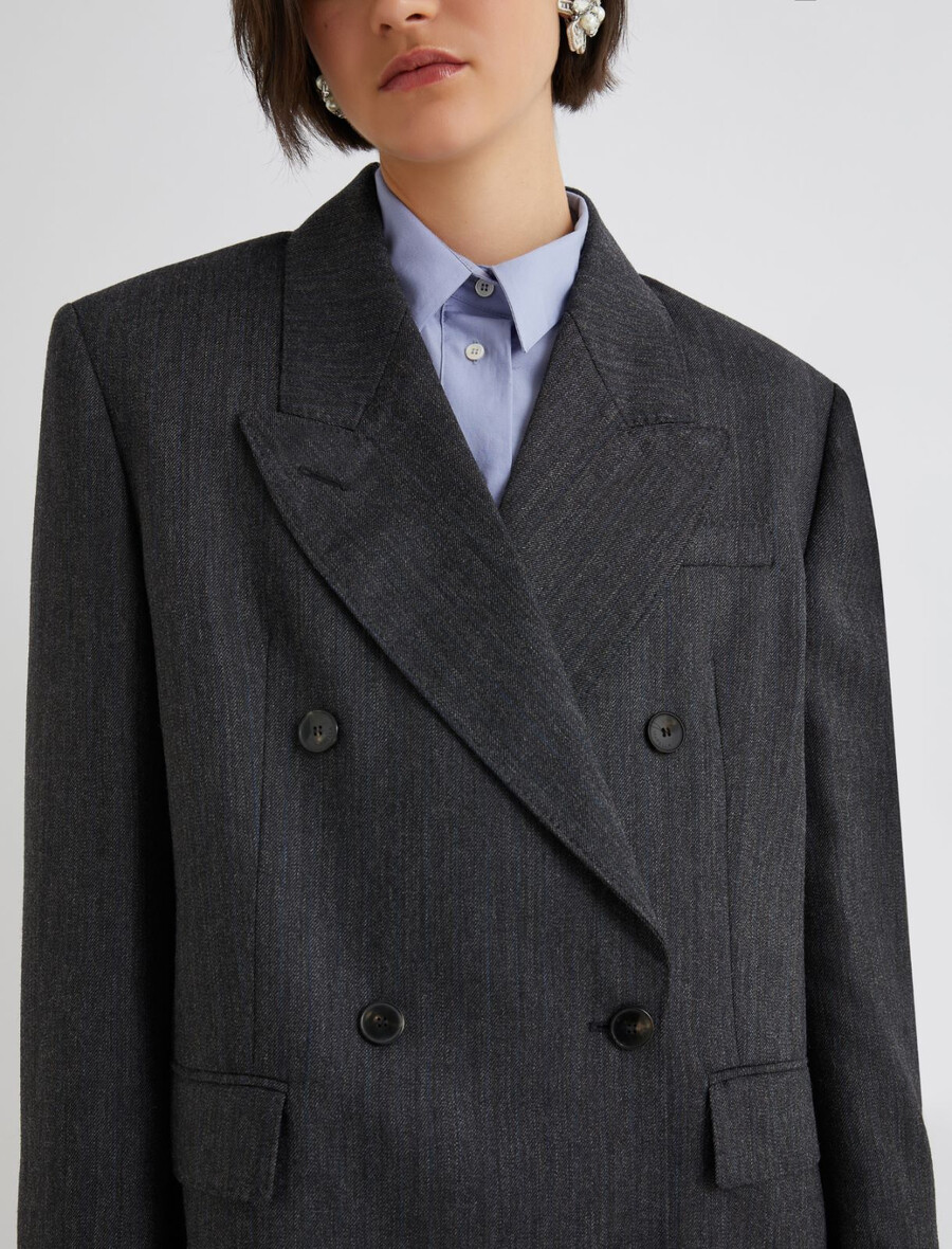 blazer croisé en laine - gris