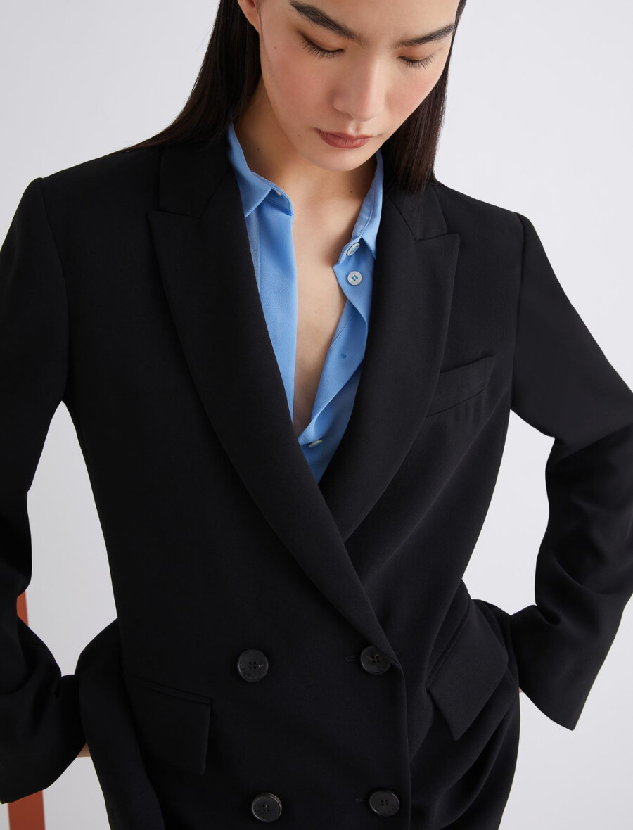 veste en satin envers coupe droite - noire