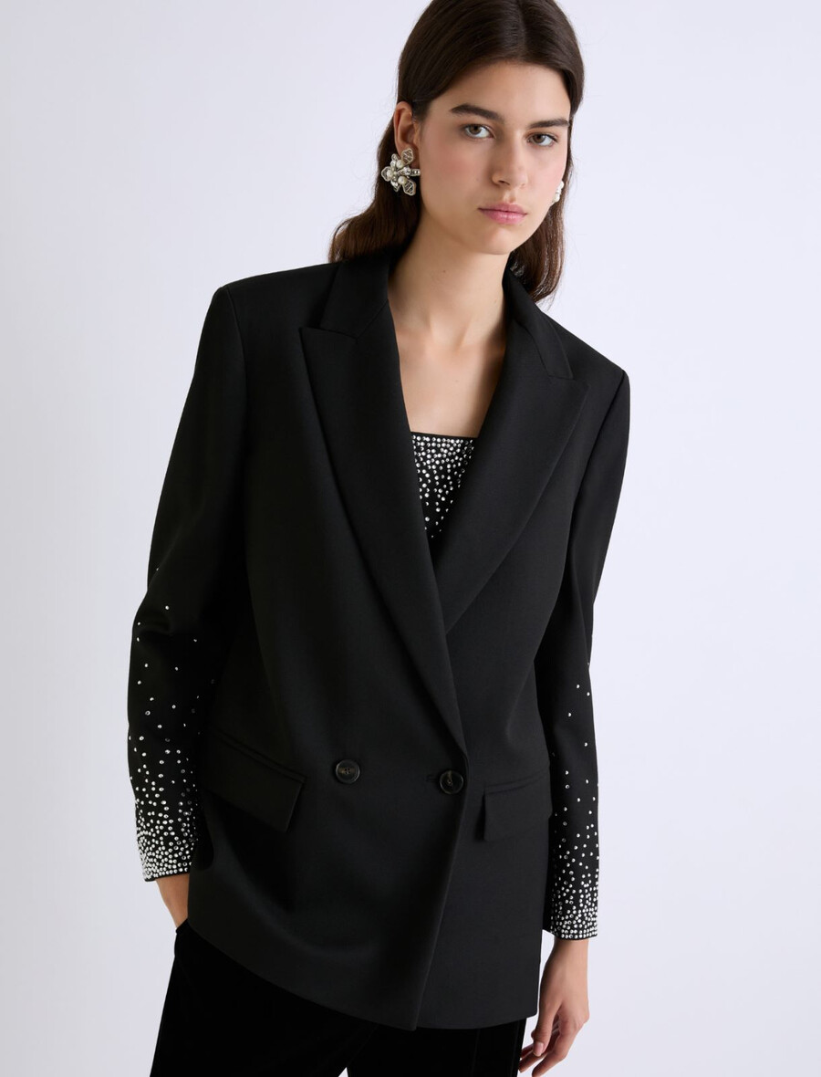 blazer stretch coupe droite - noir