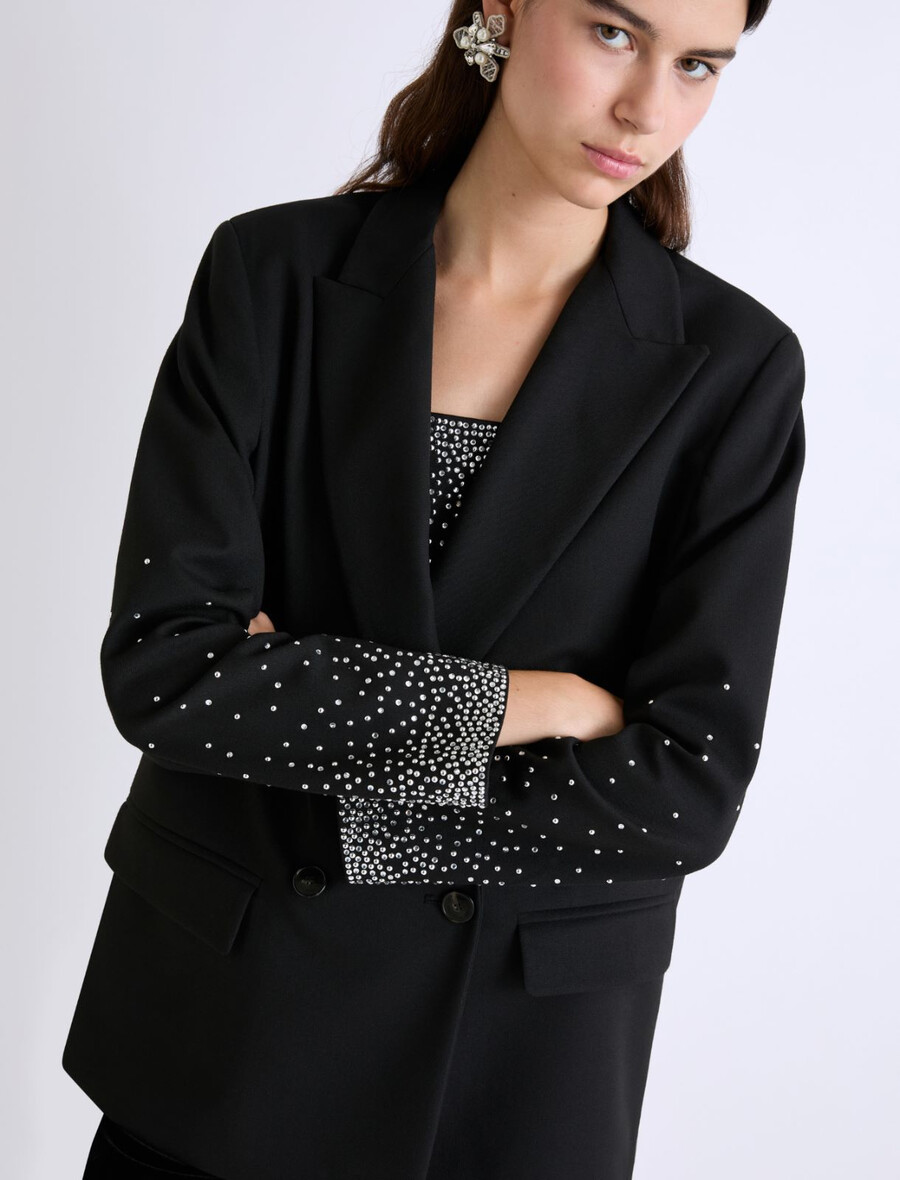 blazer stretch coupe droite - noir