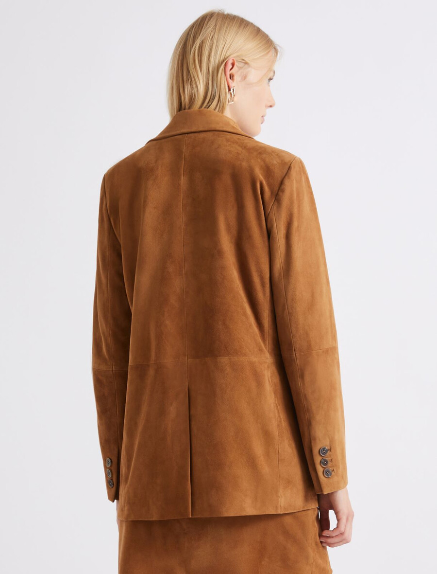 blazer en daim semi-ajusté - camel