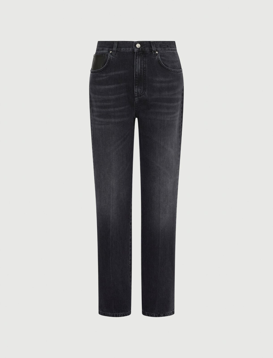 jean large surpiqué - noir