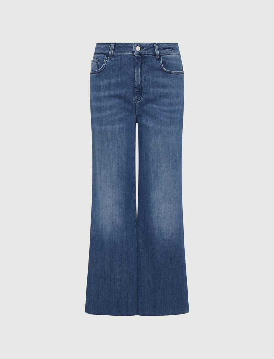 jean court à jambes larges - jeans bleu