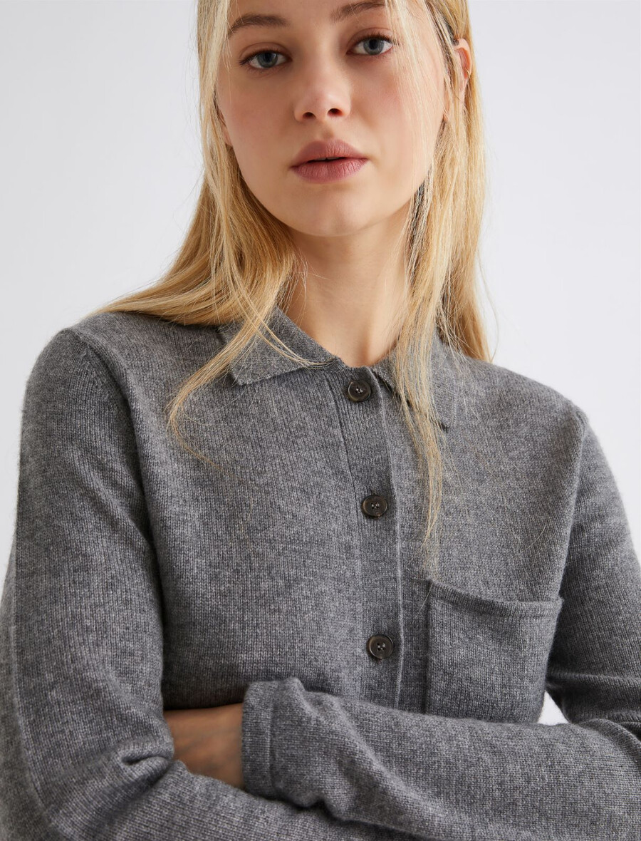 gilet en laine et cachemire - gris moyen