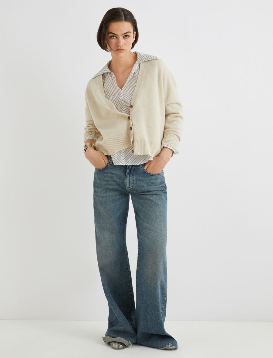 gilet en laine et cachemire - ivoire