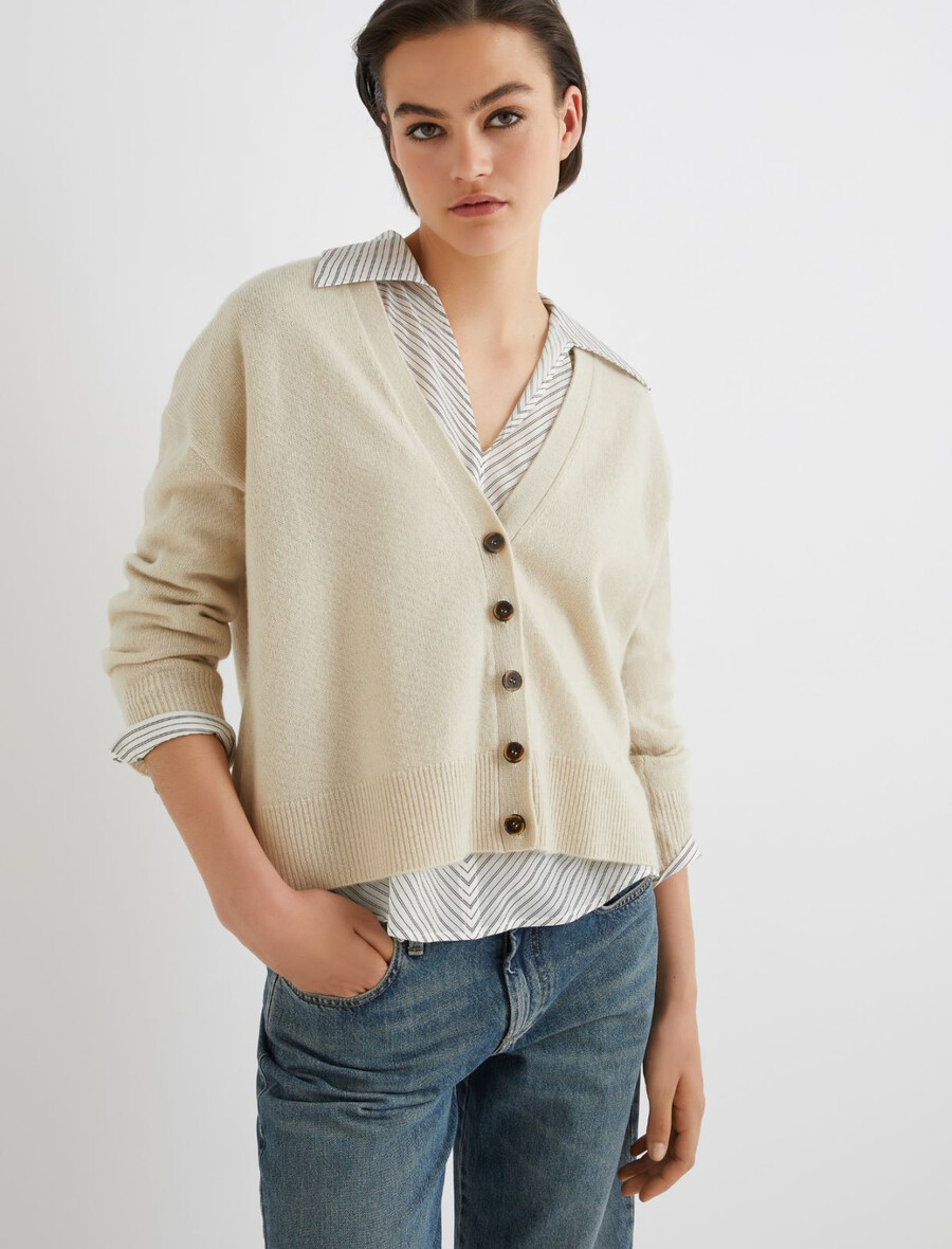 gilet en laine et cachemire - ivoire