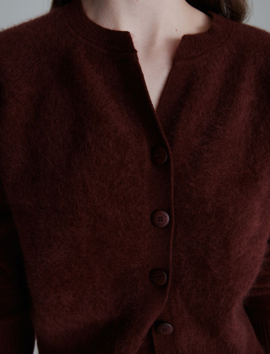 cardigan en laine et cachemire - bordeaux