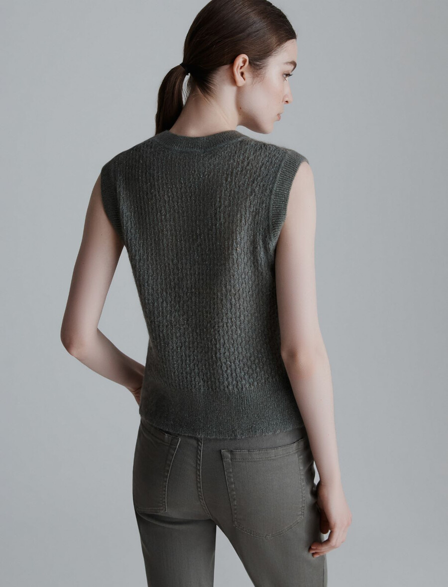 gilet en alpaga - olive