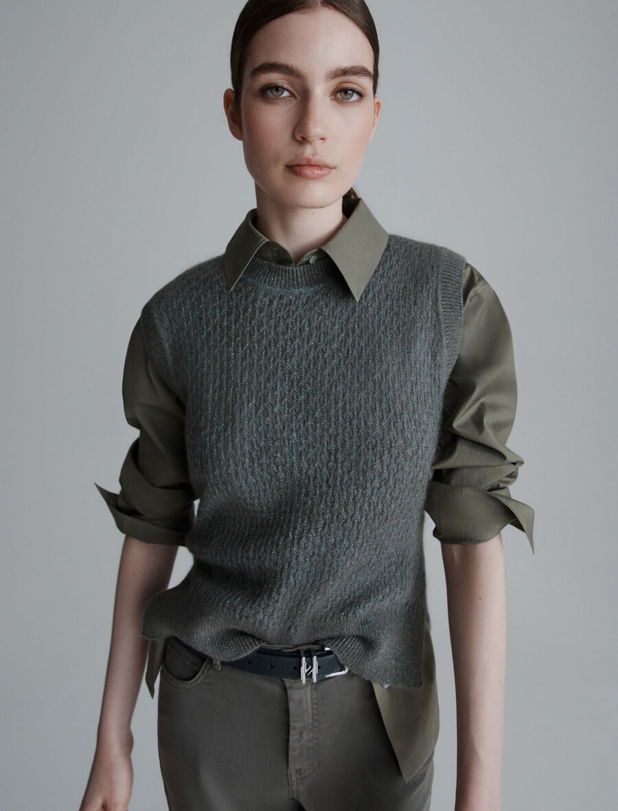 gilet en alpaga - olive