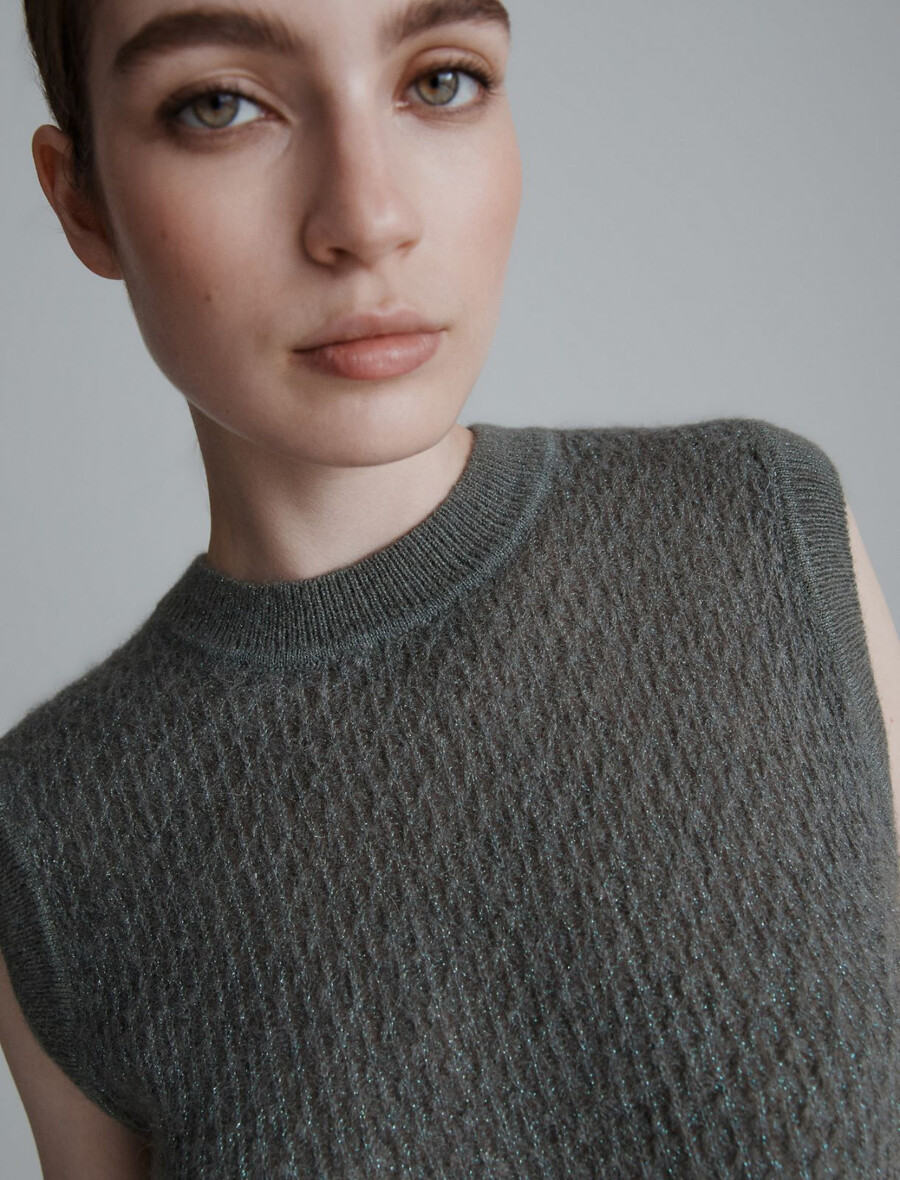 gilet en alpaga - olive