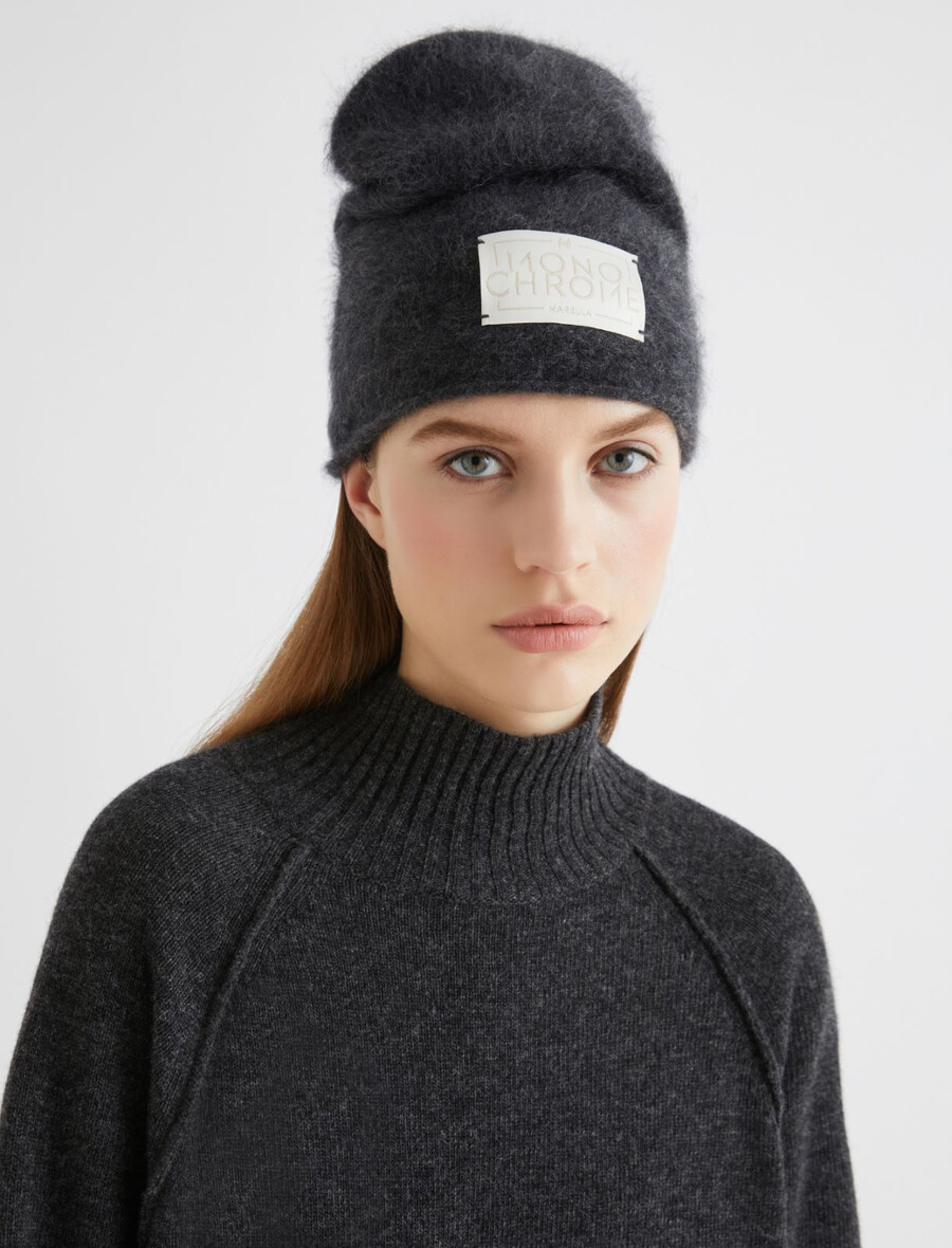 bonnet en maille cachemire mélangée - loutre