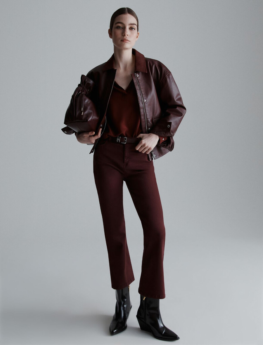 jean évasé court - bordeaux