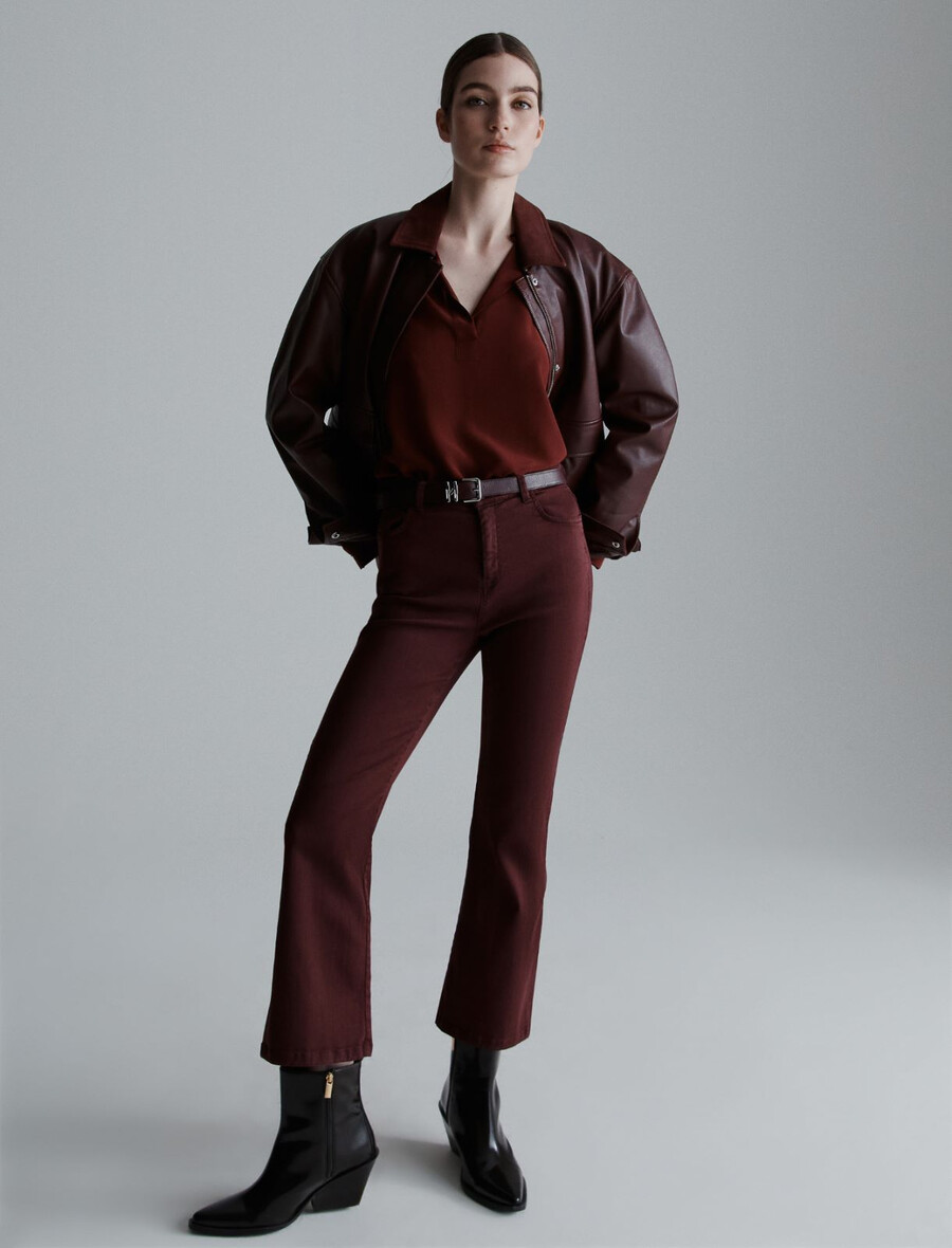 jean évasé court - bordeaux