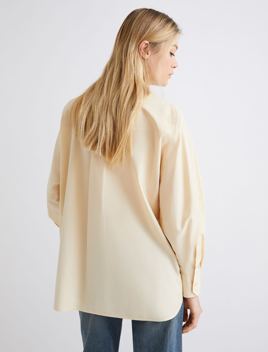 chemise avec cravate et détail floral - Écru