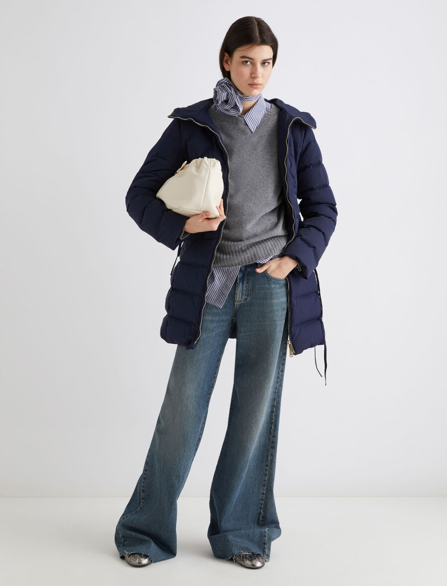 chemise avec cravate et détail floral - marine