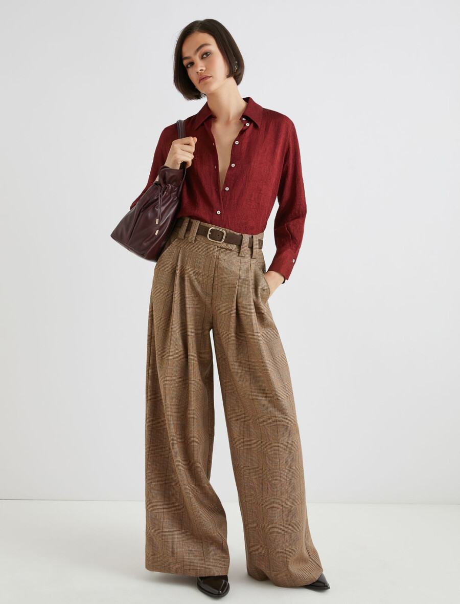 chemise effet froissé - bordeaux