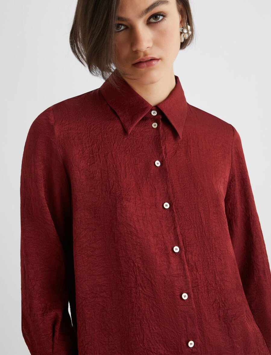 chemise effet froissé - bordeaux