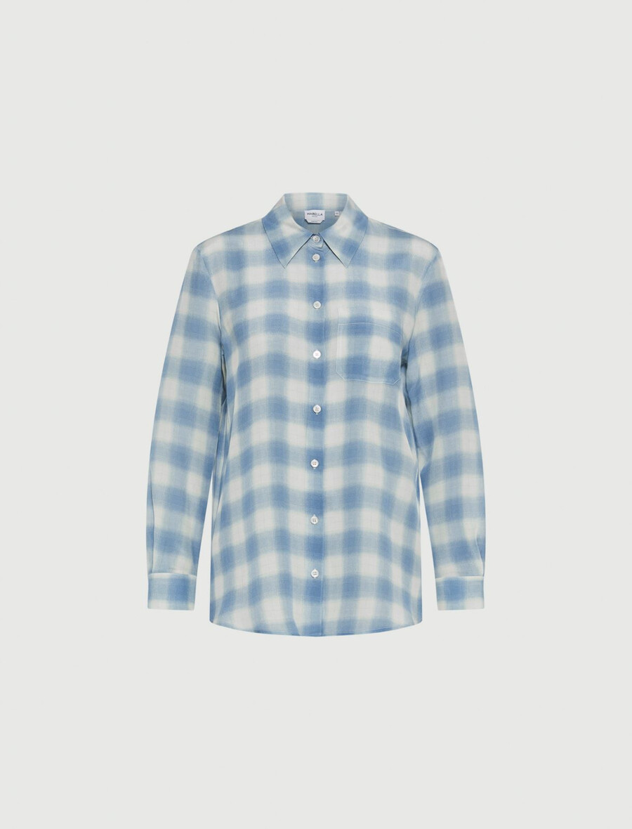 chemise en crêpe de pure soie - bleu poussiÈre