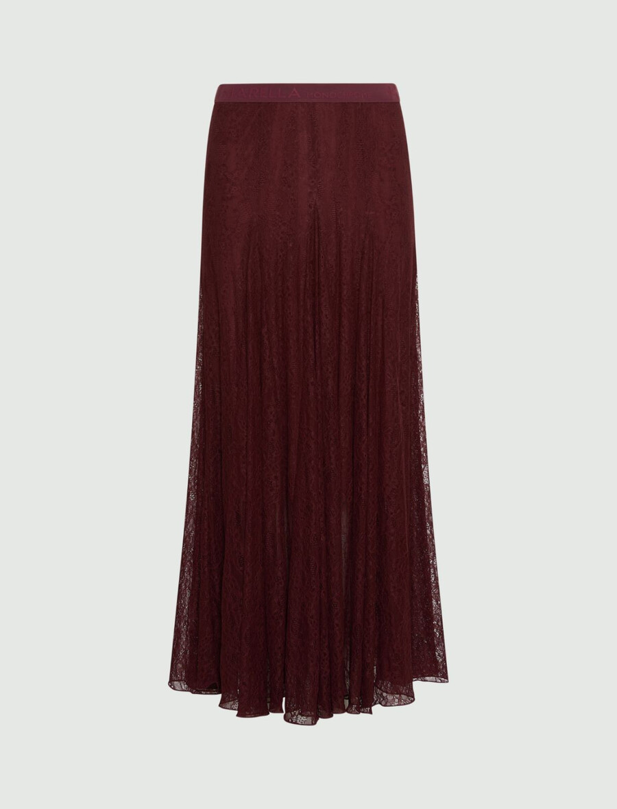jupe en jersey de dentelle - bordeaux