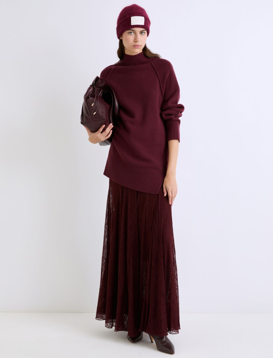 jupe en jersey de dentelle - bordeaux