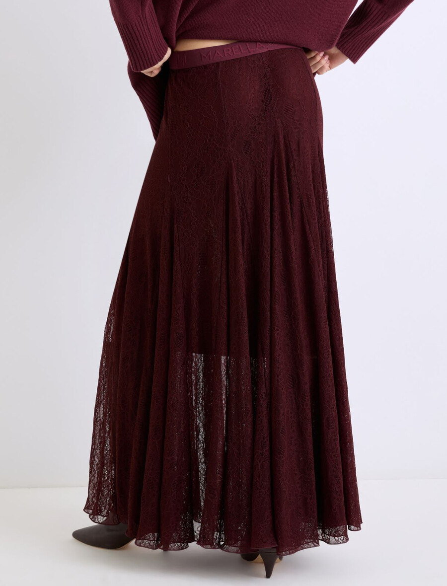 jupe en jersey de dentelle - bordeaux