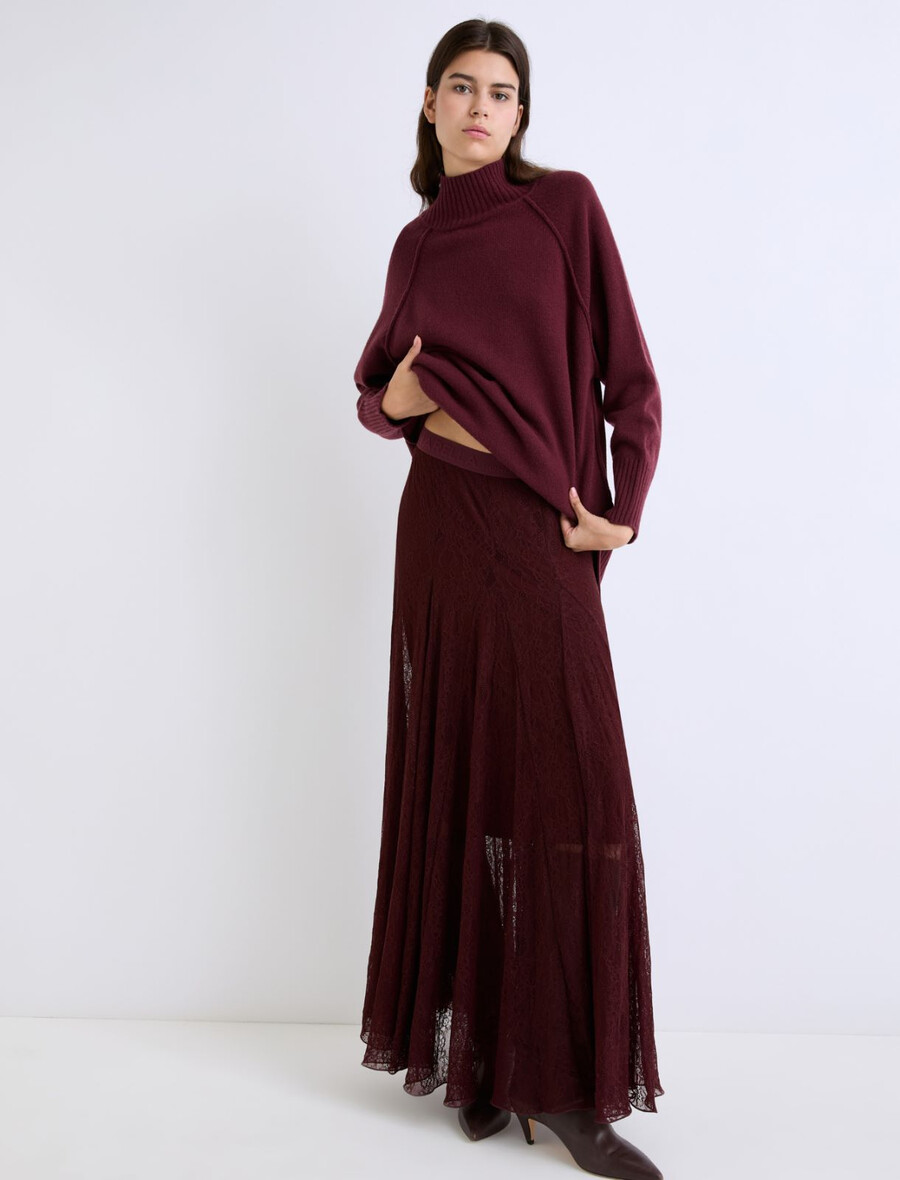 jupe en jersey de dentelle - bordeaux