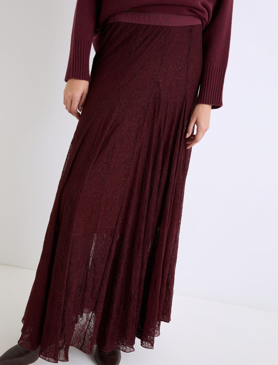 jupe en jersey de dentelle - bordeaux