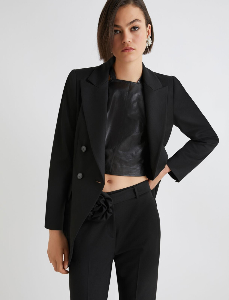 blazer stretch croisé - noir