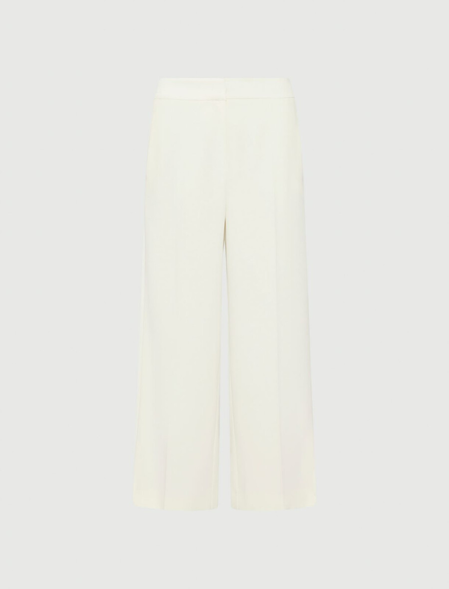pantalon à bande satinée - laine blanc
