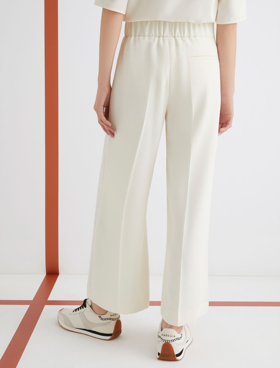 pantalon à bande satinée - laine blanc