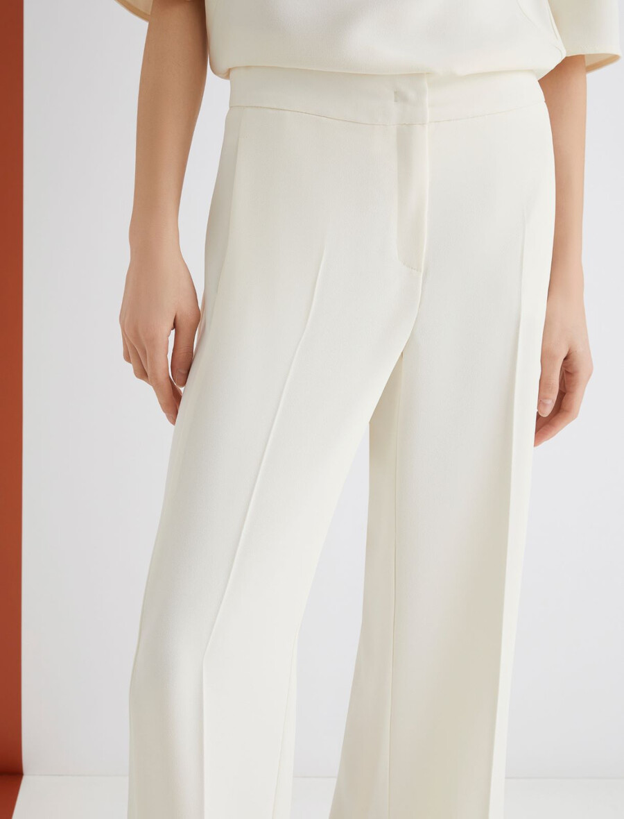 pantalon à bande satinée - laine blanc