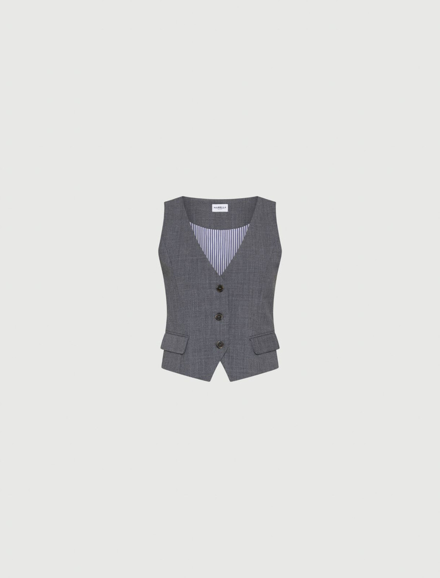 gilet en laine mélangée - gris mÉlange